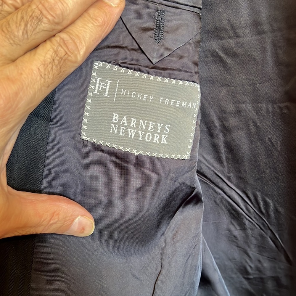 HICKEY FREEMAN Blazer/ suit jacket dark grey with pattern ( photo) excellent - Picture 11 of 13